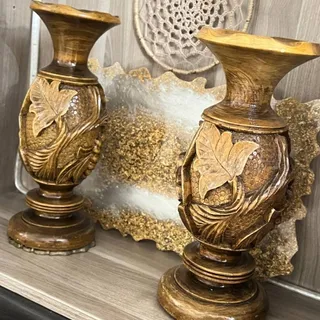 گلدان چوب خراطی