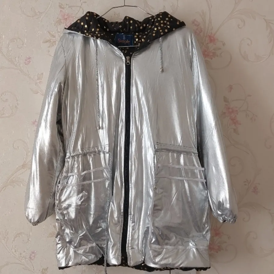 کاپشن نقره ای دخترانه سبک