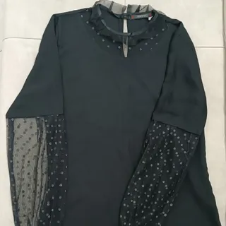 شومیز مشکی کرپ حریر40