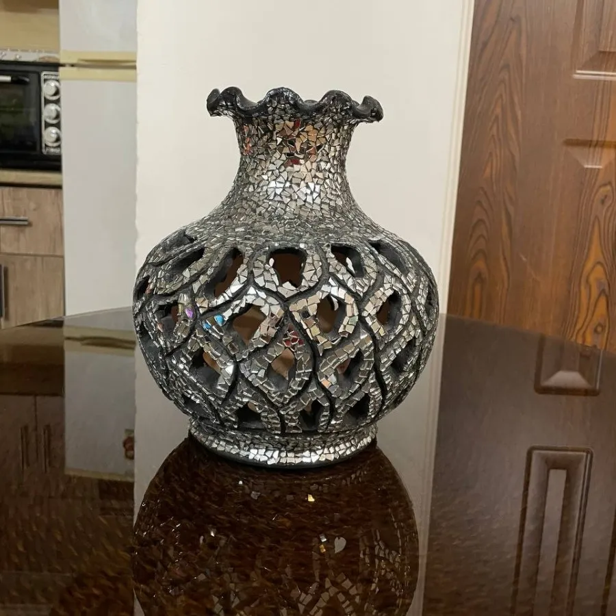 گلدان آینه کاری