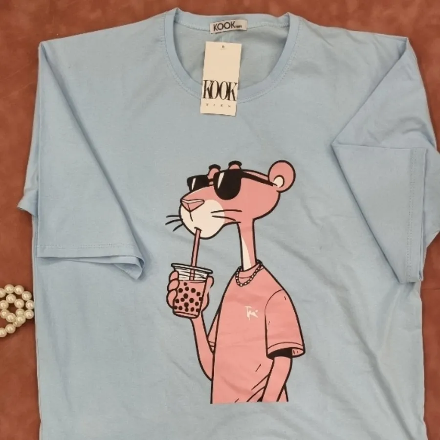 تیشرت لانگ پلنگ صورتی