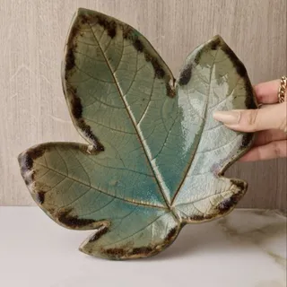 بشقاب برگ پاییزی سفالی