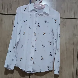 شومیز سفید گلدار