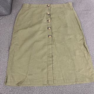 دامن لینن سبز خاکی