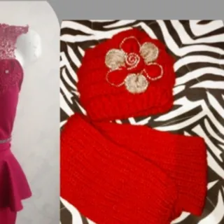 ست کلاه شال گردن شیک قرمز