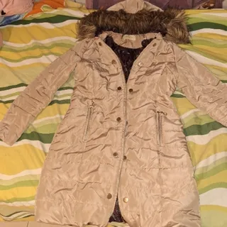 کاپشن کرم کلاه خزدار