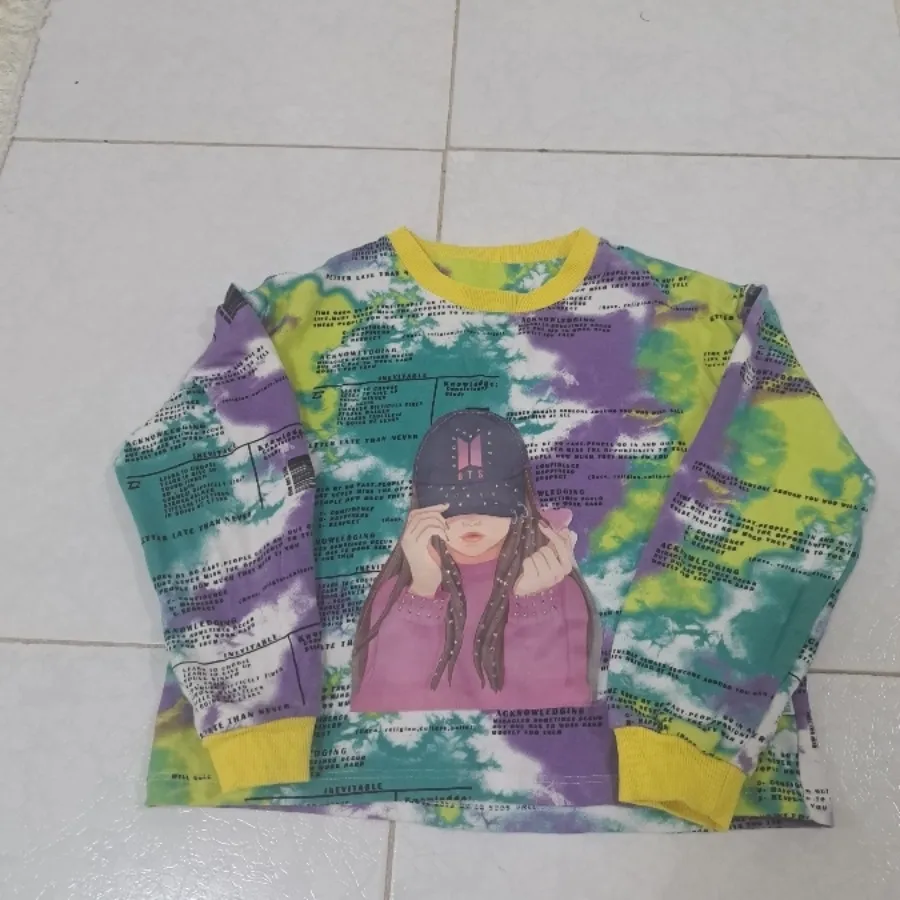 کراپ رنگی رنگی آستین بلند