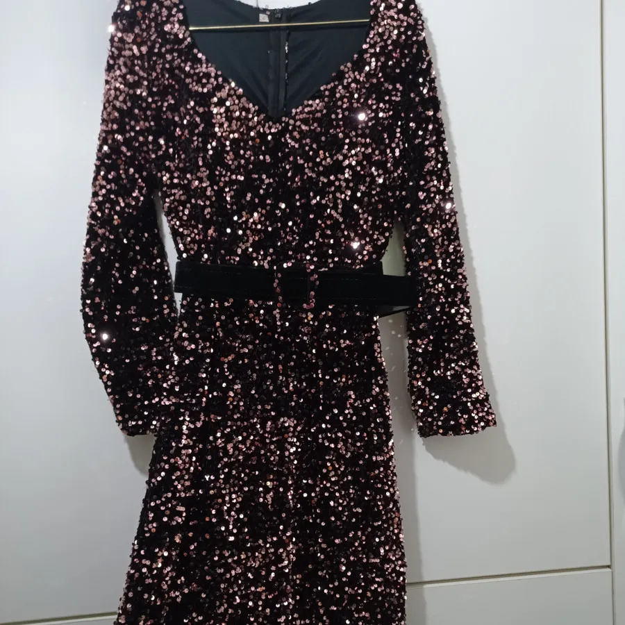 پیراهن مجلسی بادمجانی نو