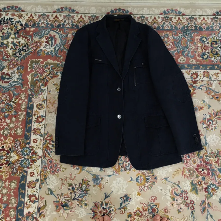 کت تک مردانه کتان سرمه ای