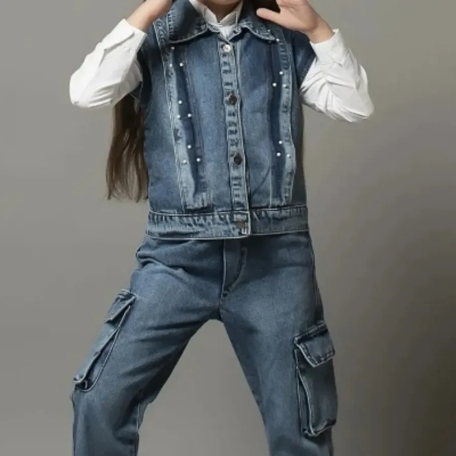 سه تیکه وست جین دخترانه