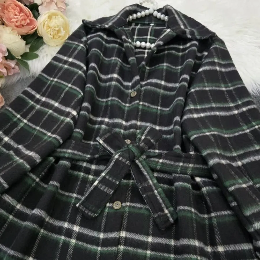 مانتو بلند پشمی چهارخونه