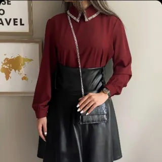 شومیز یقه کارشده مجلسی