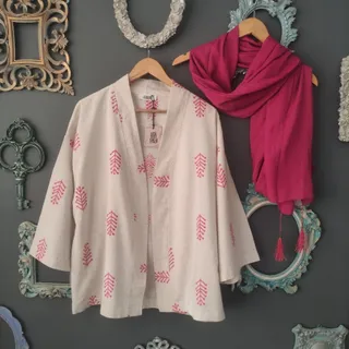 ست مانتو لینن کرمی و شال