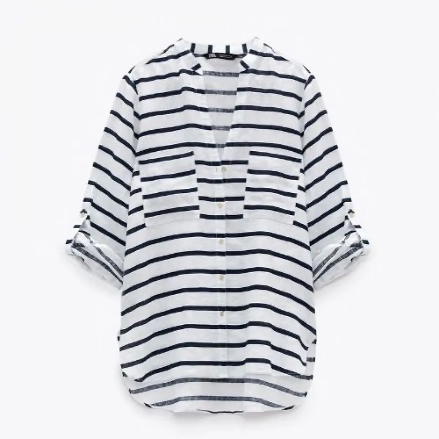 شومیز راه راه لینن زارا