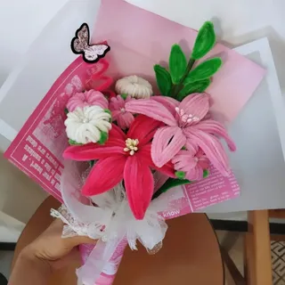 دسته گل مخملی صورتی