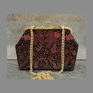 کیف دهانه فلزی طرح دانتل