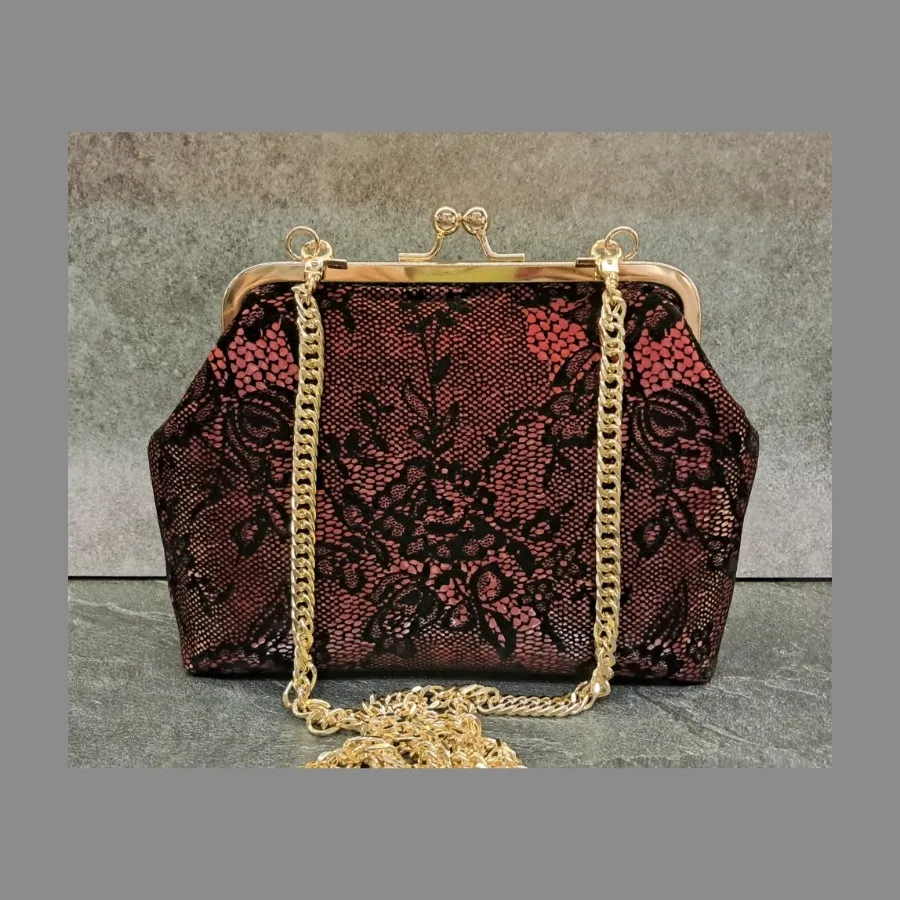 کیف دهانه فلزی طرح دانتل