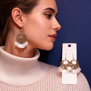 گوشواره قلم زنی و صدف