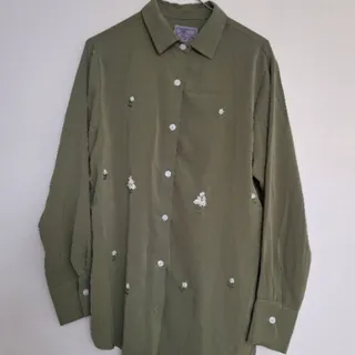 شومیز گلدوزی سبز زیتونی