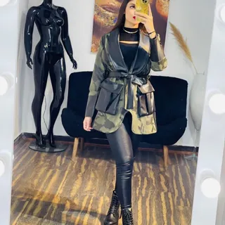 کت چریکی استین چرم