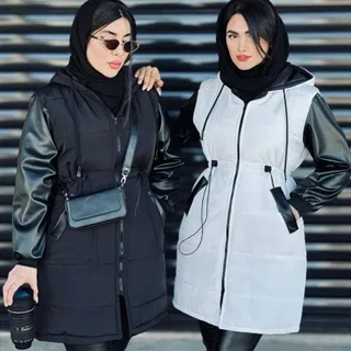 کاپشن آستین چرم