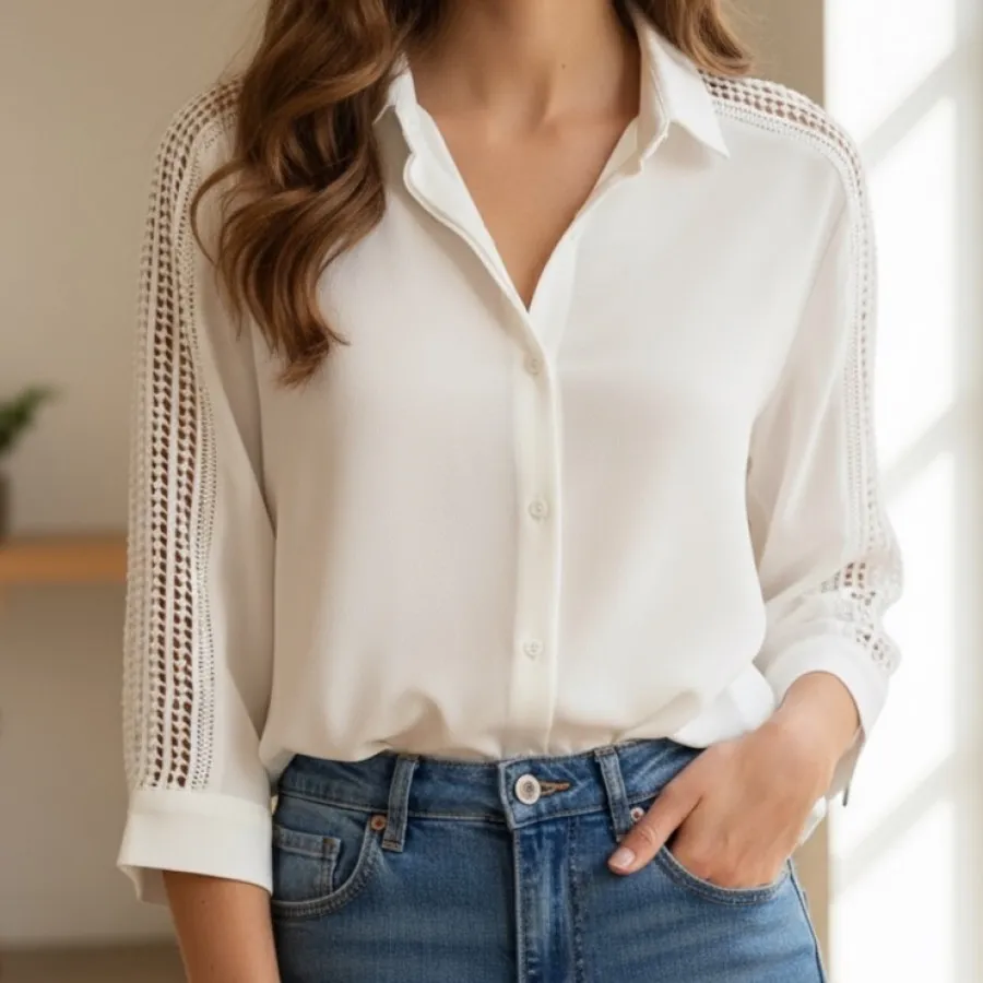 شومیز سفید کوتون