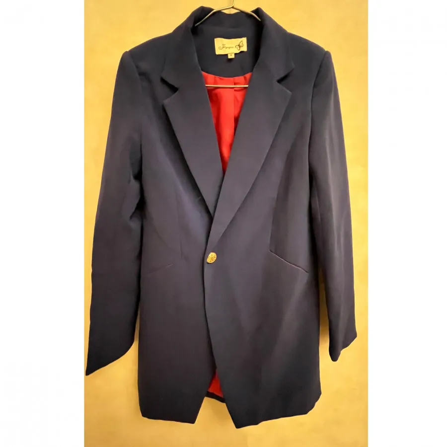 کت آبی نفتی با آستر صورتی