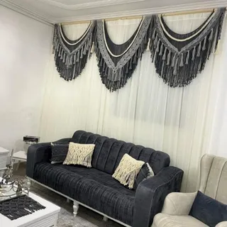 پرده و کوسن و رانر مکرومه