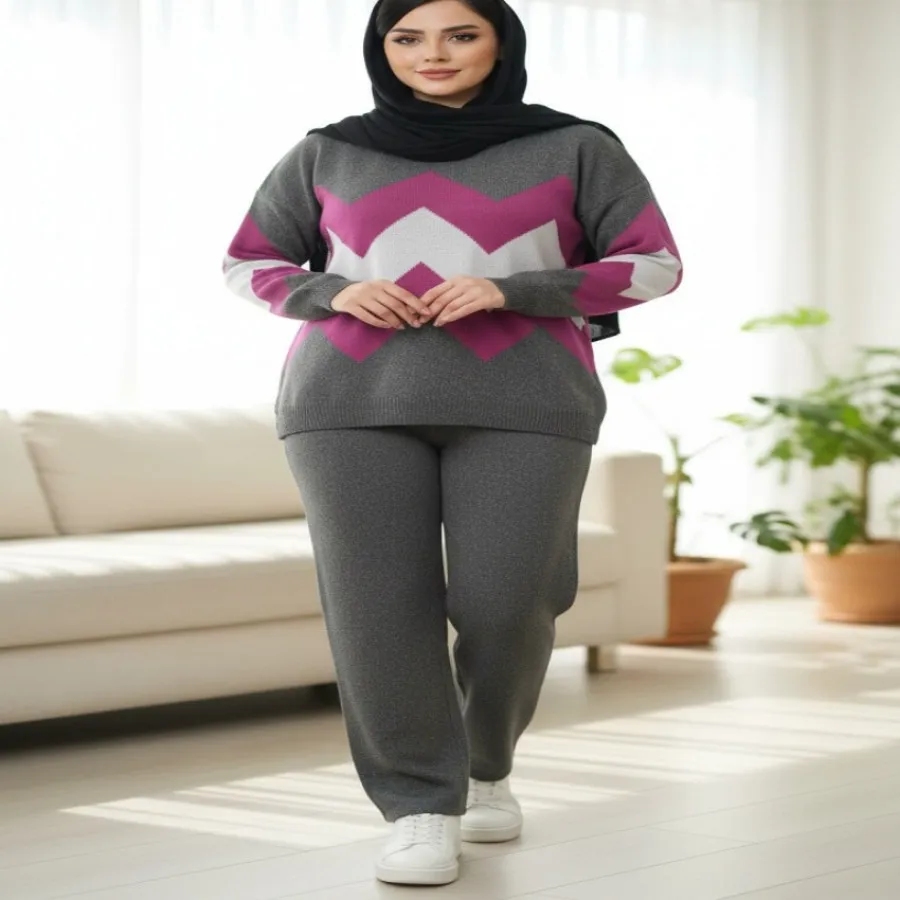 ست بافت زنانه مدل هندسی