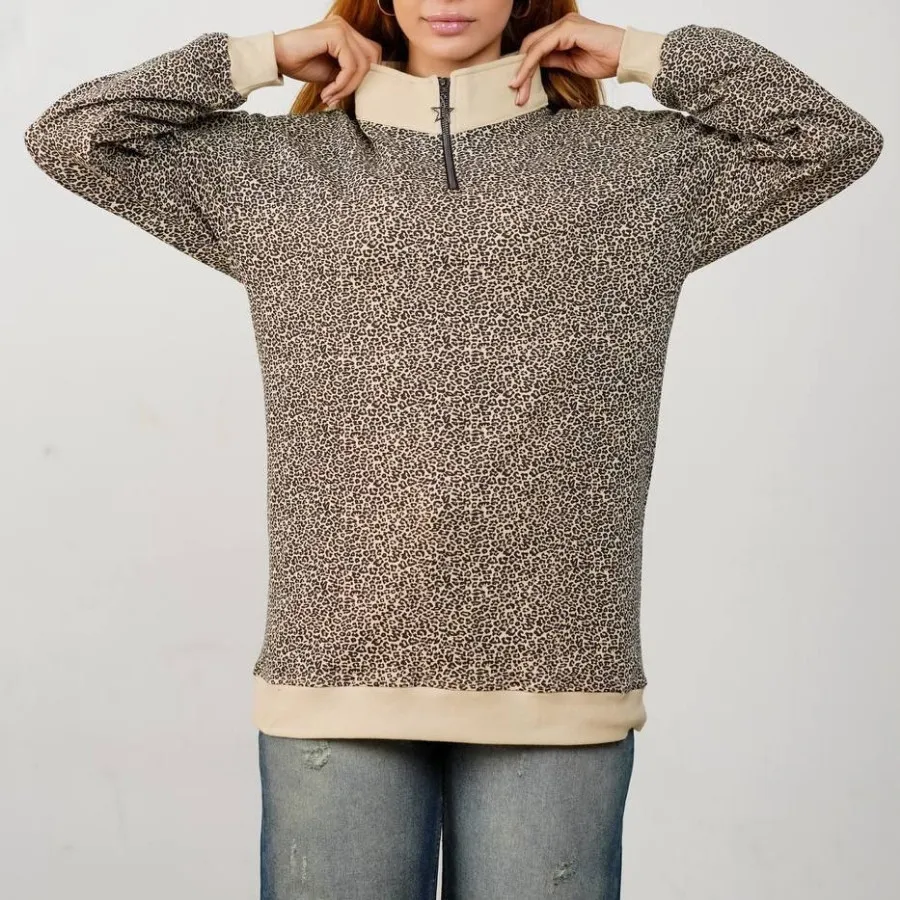 دورس نیم زیپ پلنگی