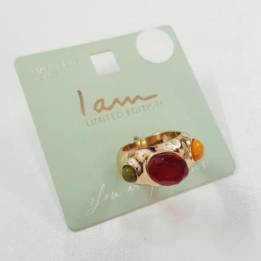 انگشتر طلایی نگین رنگی