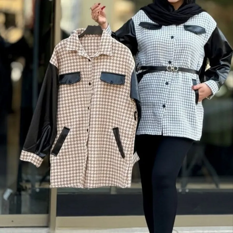 پالتو استین چرم رخساره به