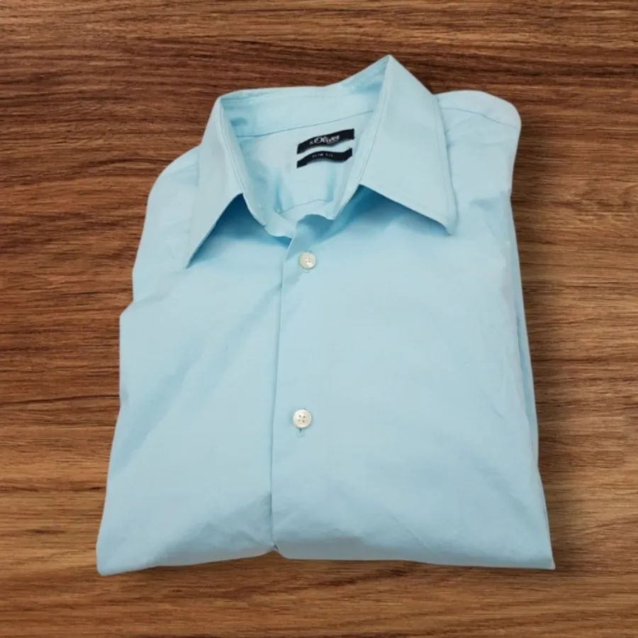 پیراهن آبی پارچه پوپلین