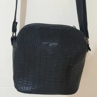 کیف چرم پوست ماری مشکی