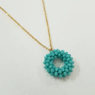 گردنبند استیل منجوق آبی