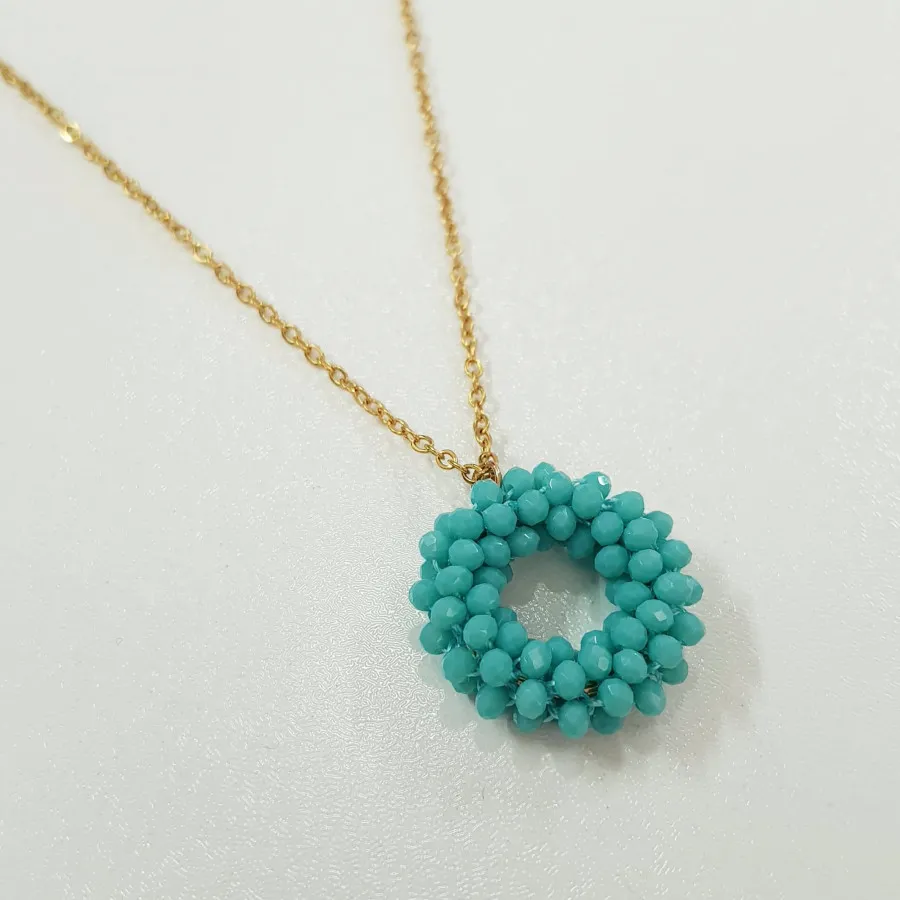 گردنبند استیل منجوق آبی