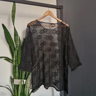 بلوز سایز بزرگ مشکی گیپور