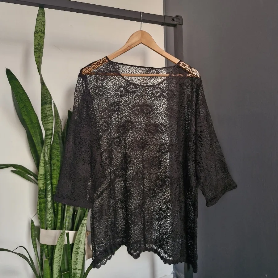 بلوز سایز بزرگ مشکی گیپور