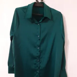 شومیز سبز ساتن