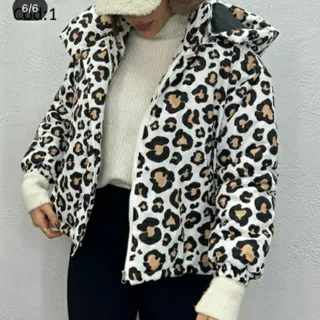 کاپشن پلنگی سفید قهوه ای