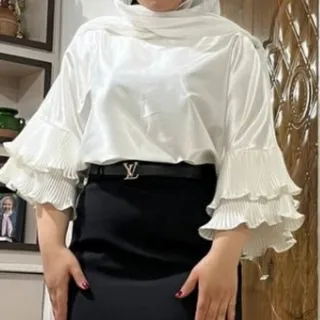 شومیز ساتن آستین شیپوری