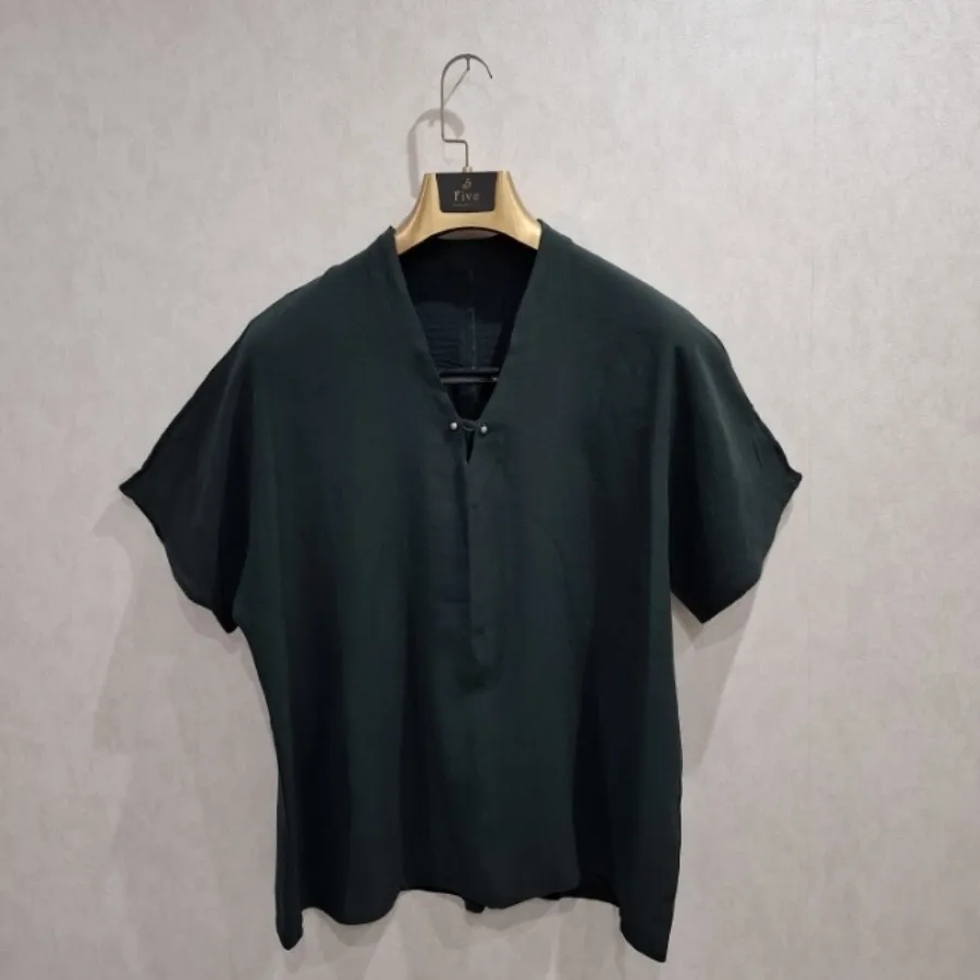 شومیز سبز استین سه ربع