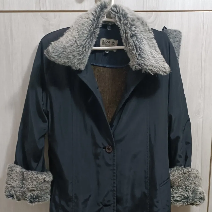 بارانی خزدار بلند کلاهدار