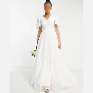 لباس عروس سفید توردار