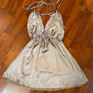 لباس خواب ساتن خاکی رنگ