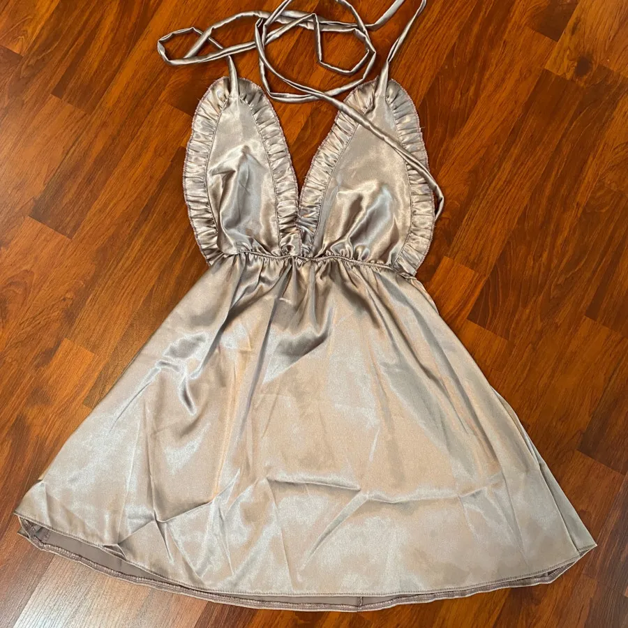 لباس خواب ساتن خاکی رنگ