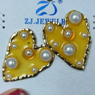 گوشواره قلب مینا ومروارید