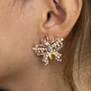 گوشواره پروانه پرنگین رنگ