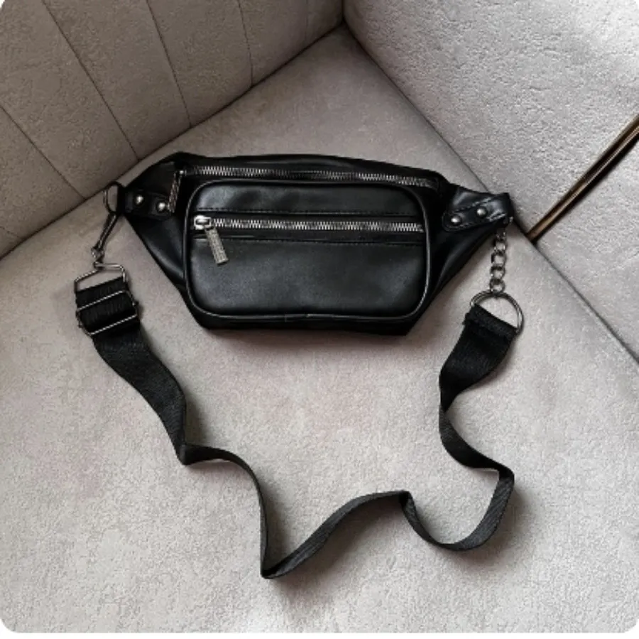 کیف کمری مشکی چرم مصنوعی