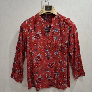 شومیز قرمز طرحدار بلند